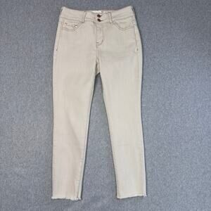 liT Kylie High Rise Curvy Skinny Ankle Jeans Womens Tan/Cream 6 Frayed Hem Work